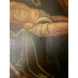 Pintura Religiosa Descendimiento Óleo Flamenco Siglo XVI Arte Sacro