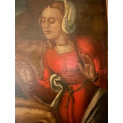 Pintura Religiosa Descendimiento Óleo Flamenco Siglo XVI Arte Sacro