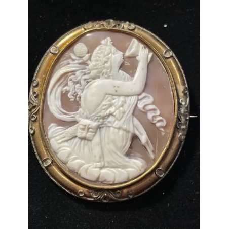 Camafeo Antiguo de Concha Tallado a Mano con Figura Mitológica
