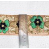 Entredós Bordado Vintage Oro y Seda Diseño Floral Artesanal