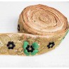 Entredós Bordado Vintage Oro y Seda Diseño Floral Artesanal
