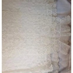 Colcha Encaje Mecánico Crudo Mediados S.XX - Tejido Floral Vintage 204x256cm