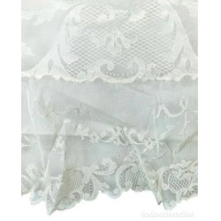 Colcha Encaje Mecánico Crudo Mediados S.XX - Tejido Floral Vintage 204x256cm