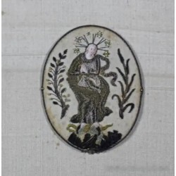 Arte Religioso Vintage - Dos Bordados Enmarcados de Iconografía Religiosa