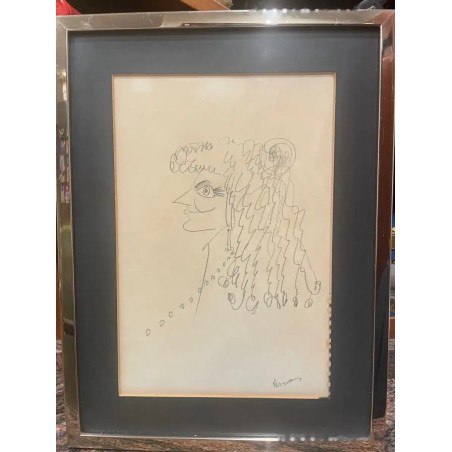 Arte Abstracto Original - Dibujo Surrealista en Carboncillo con Firma de Artista